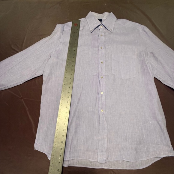 Jeff Rose 100% Linen Golf Button Down Dress Shirt Grey/Blue Size Large - Picture 9 of 11